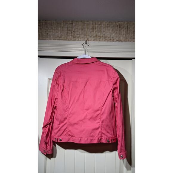 Jones New York Signature Pink/Salmon Cotton Stretch Button Up Jacket Womens Sz L - Picture 14 of 15